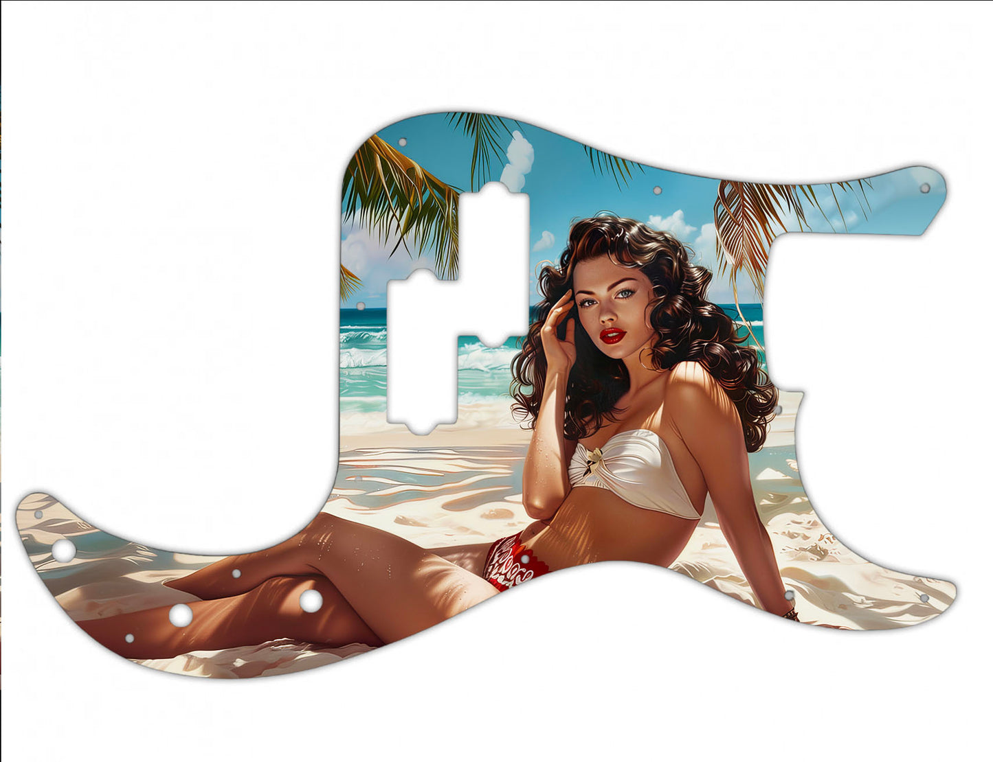 Beach Babe Fender P Bass Custom Pickguard **PRINTING ONLY**