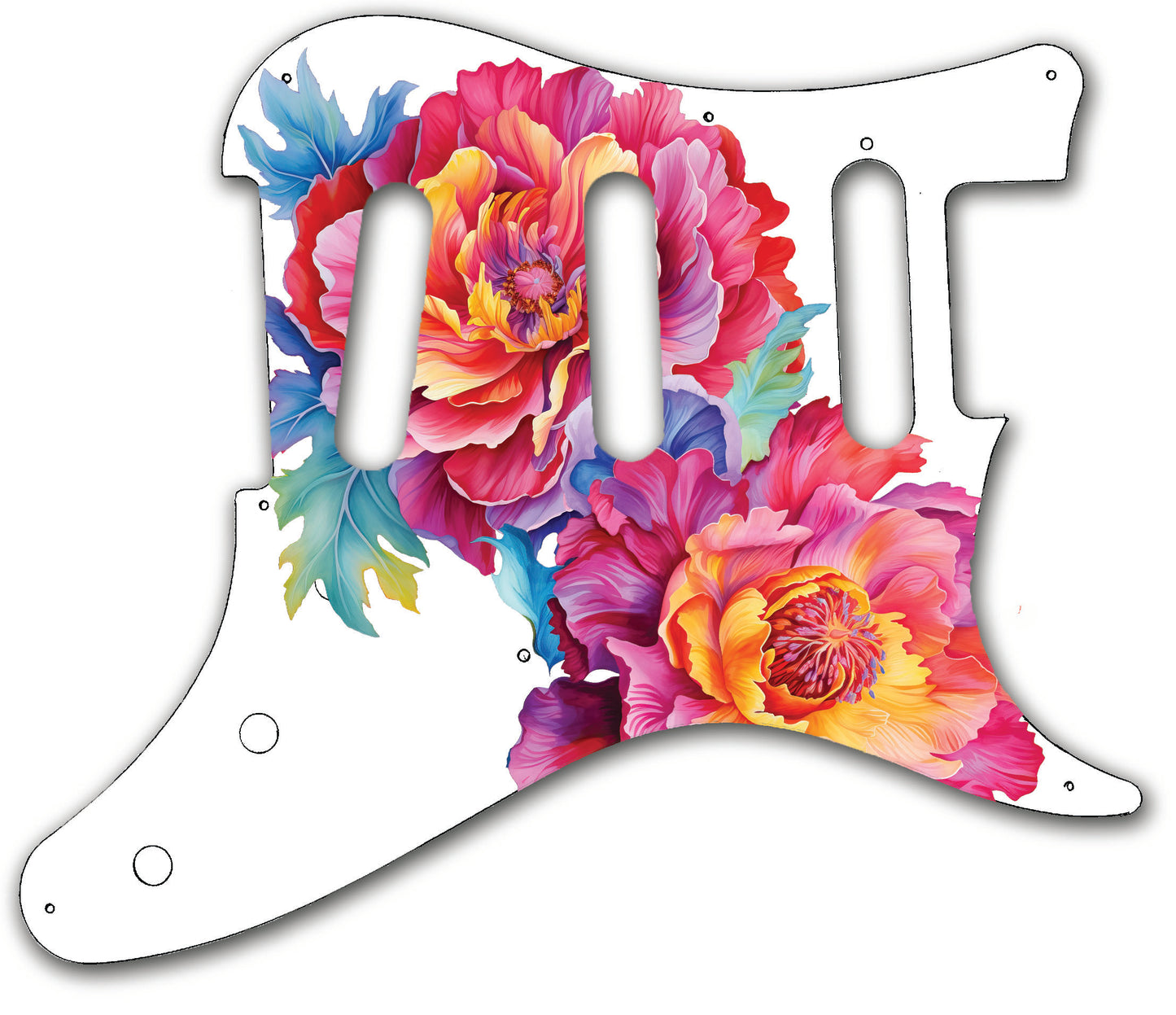 Colorful Peonies Pickguard for PRS Silver Sky **PRINTING ONLY**