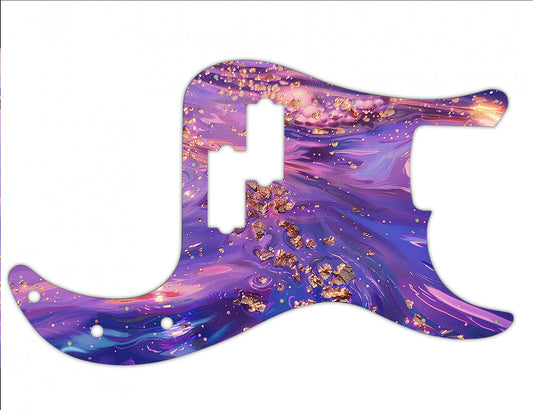 Purple Gold Plasma Fender P Bass Custom Pickguard **PRINTING ONLY**