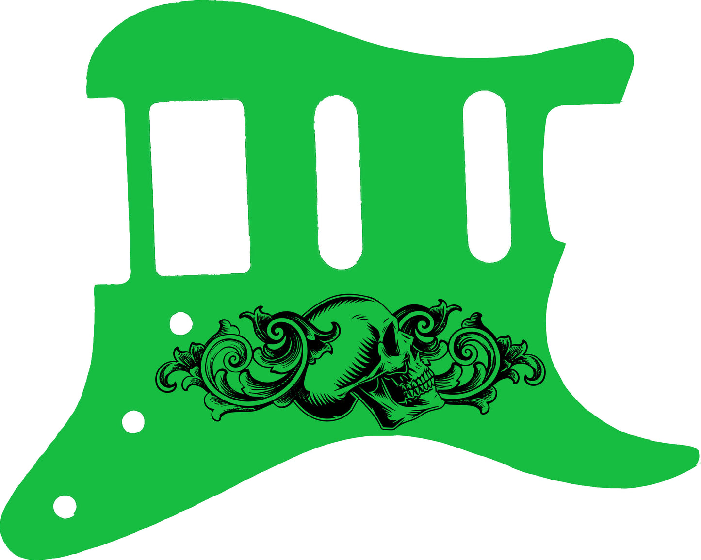 Skull and Roses Lime Green Pickguard for Fender Stratocaster **PRINTING ONLY**